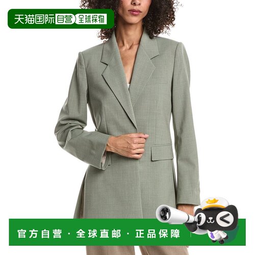 自营theory理论宽松斜纹羊毛混纺西装外套-棕色 美国奥莱直发