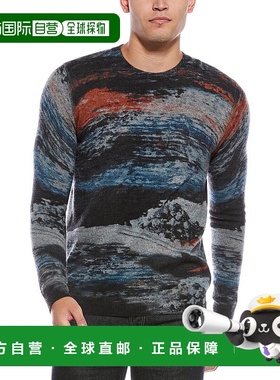 自营autumn cashmere棉质秋季羊绒北极印花羊绒圆领毛衣-蓝色 美