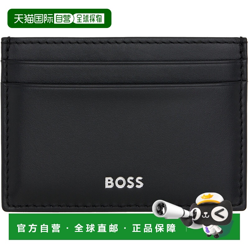 1h可退 香港直邮潮奢 BOSS 波士 男士 黑色卡包 50546166 black黑