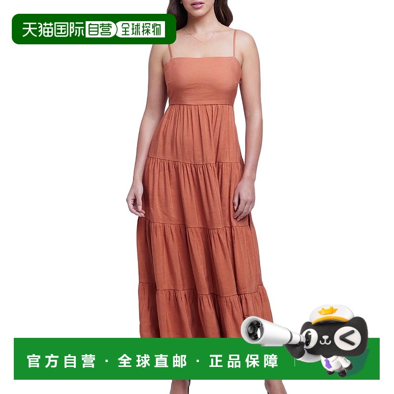 自营 l'agence赤褐色Veda亚麻长裙 美国奥莱直发