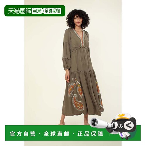 自营hale bobJosephine Embroidered Maxi Dress - olive 美国奥