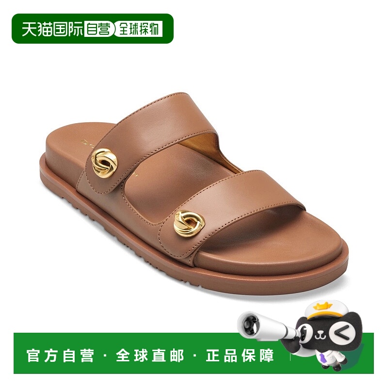 自营Donna Karan Hazley Sandals Women's Brown Leather Slip-On