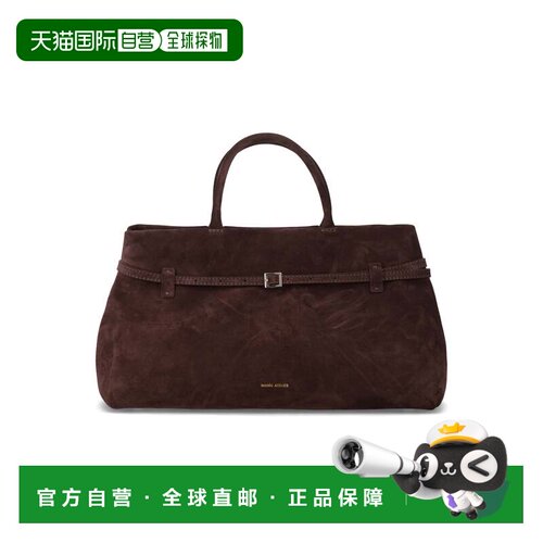自营manu atelier宽敞的麂皮托特包，磁扣开合，有组织的内部-棕