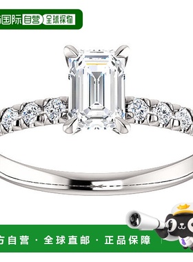 自营pompeii31 1/2 克拉祖母绿切割钻石订婚戒指 14k 白金 - 14k