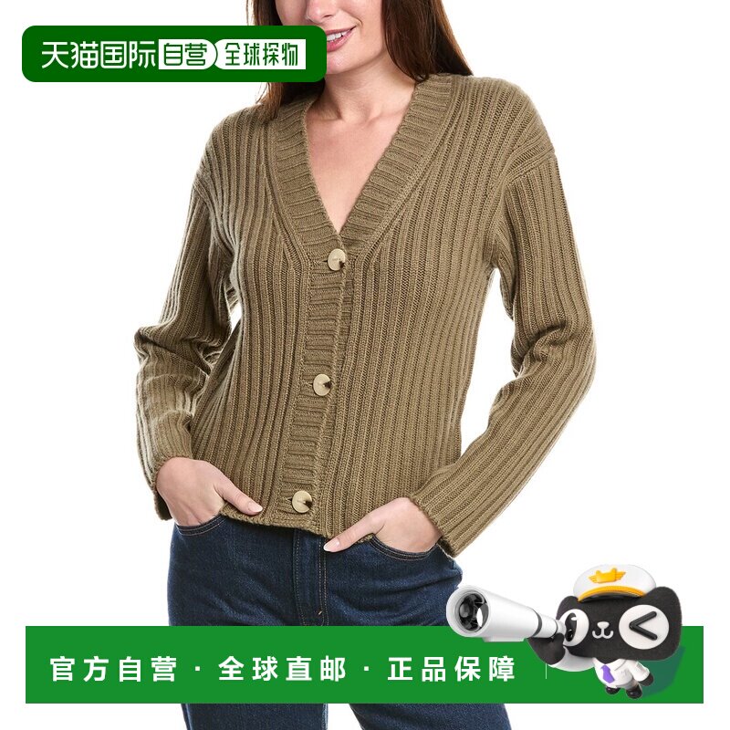 自营Vince Chunky罗纹羊毛 & 羊绒混纺开衫-绿色 美国奥莱直发