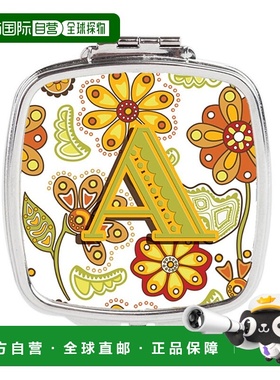 自营Carolines Treasures CJ2003-ASCM 字母花卉芥末绿色紧正品