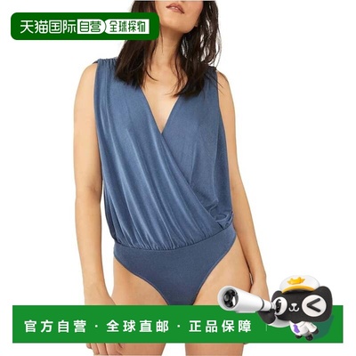 自营Women's Free People Night Owl Bodysuit Blue Stretch Surp