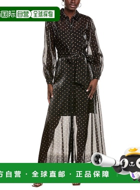 自营julia jordanAiden Mattox Organza Maxi Shirtdress - black