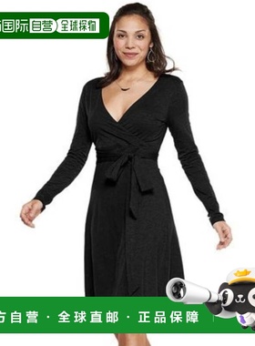 自营Toad&Co Cue Wrap Dress Women's  Black Tie Waisted Long S