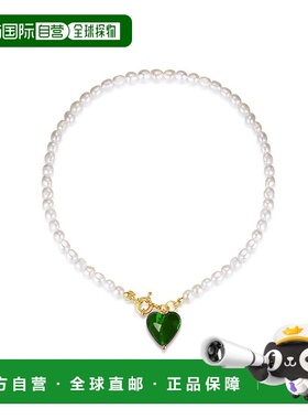 自营 classicharmsEsmee 绿釉心形吊坠珍珠项链 - 绿色 美国奥莱
