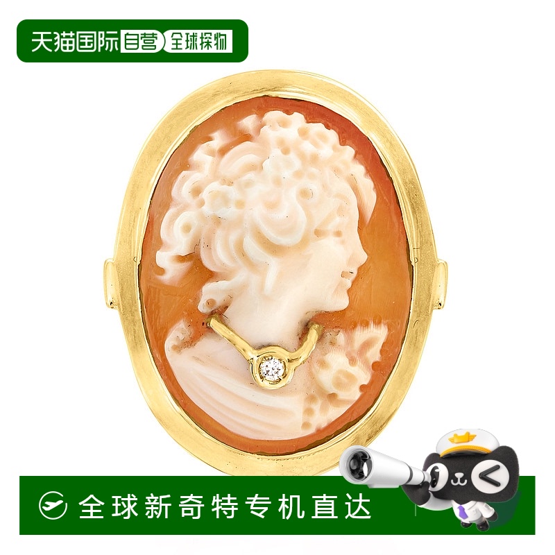 自营Ross-Simons 18 克拉金意大利橙色贝壳浮雕戒指 - 橙色 【美