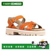 美国直发厚底时尚 自营 一字 Pyper皮革凉鞋 橙色 Donald Pliner