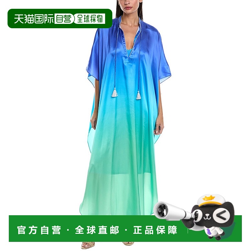 自营Johnny Was Hilda Silk Kaftan - blue 美国奥莱直发