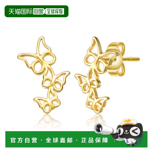 自营geneviveSterling Silver 14k Gold Plated FIligree Butterf