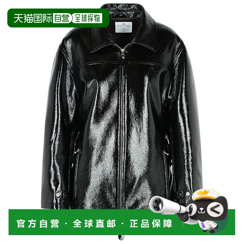自营courreges乙烯基黑色棉混纺夹克-黑色 美国奥莱直发