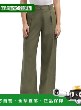 自营Ellen Tracy女式纽扣前襟工装口袋长裤-橄榄色 美国奥莱直发