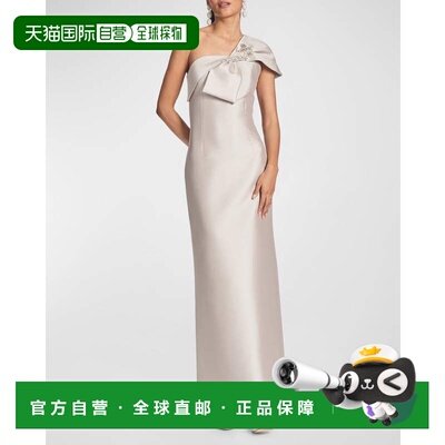 自营sachin & babiInes One-Shoulder Bow Column Gown - frosty