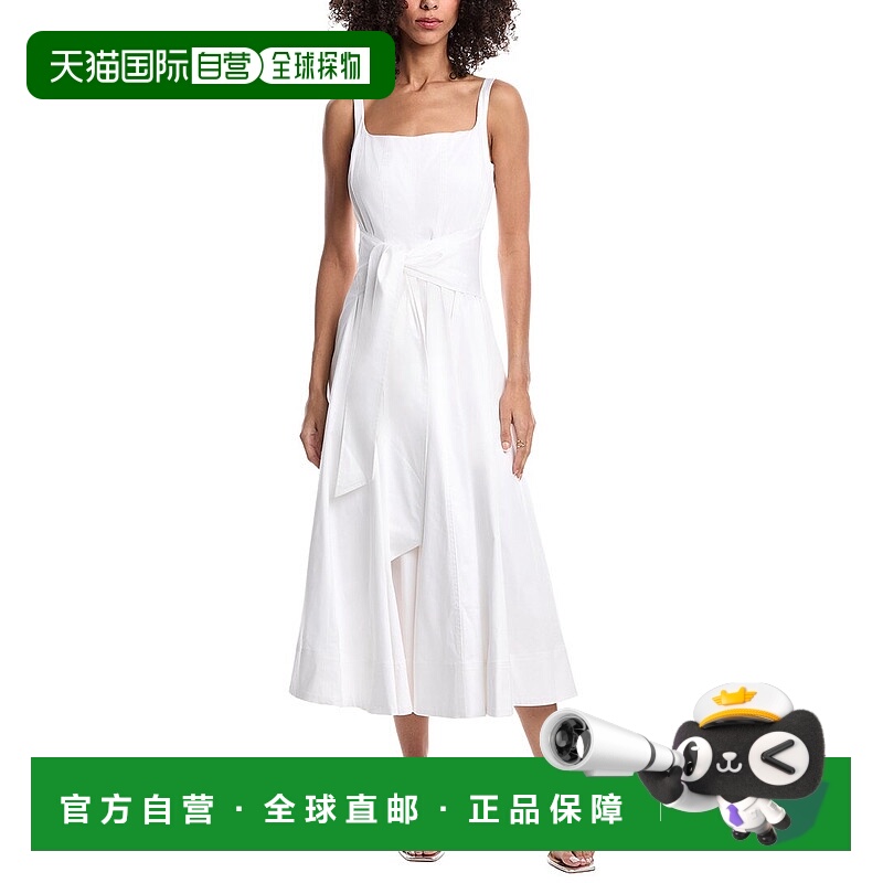 自营Toccin Cady Tie Front Corset Midi Dress - white 美国奥莱