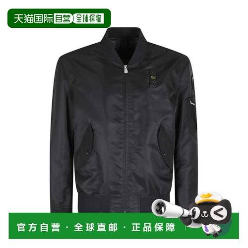 自营blauer黑色Rocky棱纹装饰防水聚酰胺飞行员夹克-黑色 美国奥