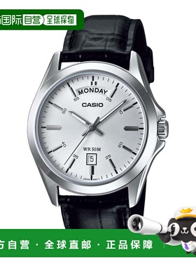自营Casio Men’s Silver Dial Analog Watch with Black Leather