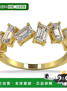 pompeii32 1/2 克拉祖母绿切割莫桑石结婚戒指（10k 白金、黄金或