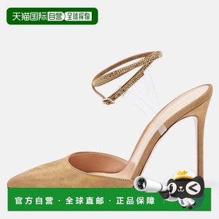 自营Gianvito Rossi Gold Glitter Nubuck Leather Embellshed An