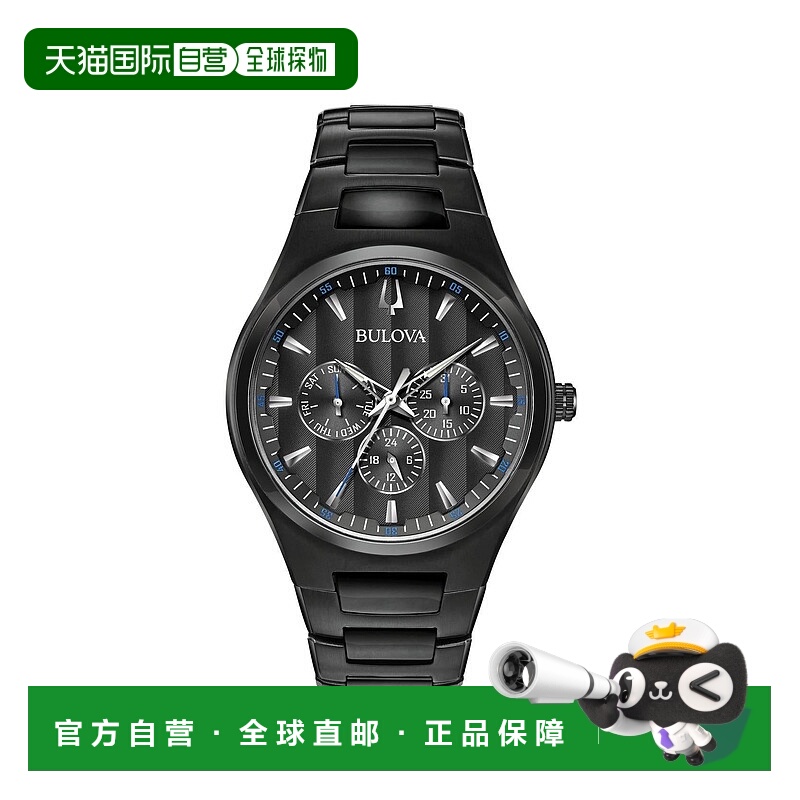 自营bulova宝路华经典黑色IP多功能男士手表-黑色 美国奥莱直发