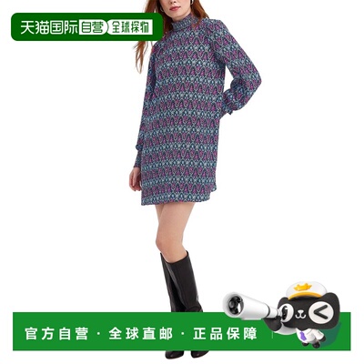 自营Draper James Long-Sleeve Shift Dress - black multi 美国