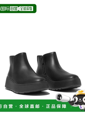 自营Fitflop F-Mode Women's Black Leather Round Toe Platform
