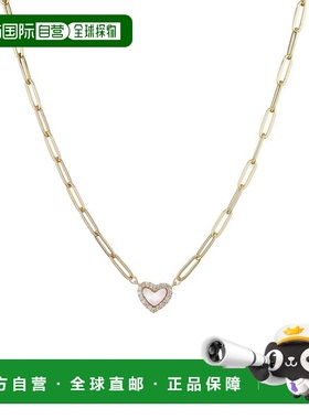 自营adornia14k镀金珍珠母迷你心形项链-白色 美国奥莱直发