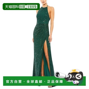 美国奥莱直发 绿色 自营Mac Duggal亮片露背吊带衫