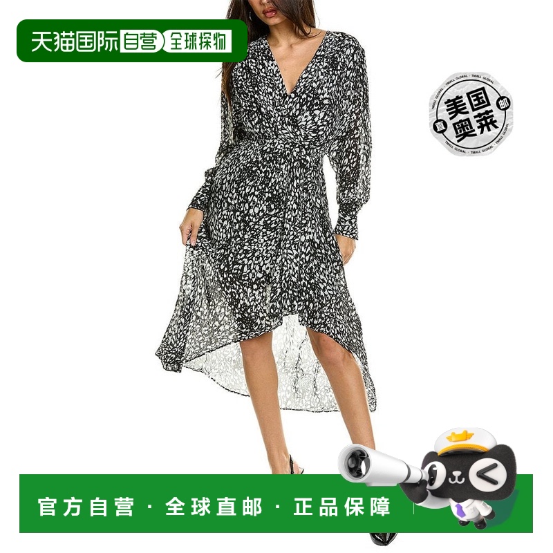 自营 The Kooples Surplice 中长连衣裙 - 黑色 美国奥莱直发长裙