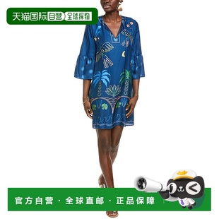 美国奥莱 自营Johnny 蓝色 Lorianne丝绸混纺迷你连衣裙 Was