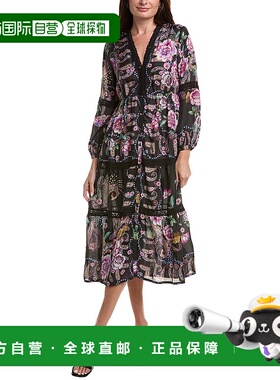 自营Johnny Was womens  Leda Silk Dress, s, Black - black 美