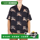 自营 美国奥莱直发 pat Burberry马术骑士印花丝绸衬衫 黑色ip