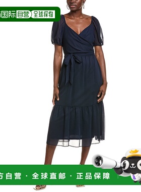 自营Julia Jordan雪纺迷笛连衣裙-蓝色 美国奥莱直发