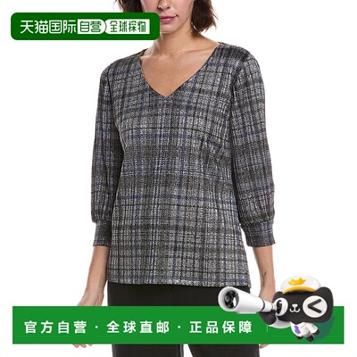 自营Premise V-Neck Drop Needle Top - blue 美国奥莱直发上衣