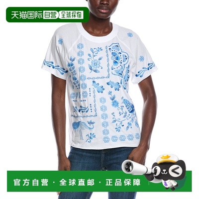 自营Johnny Was Raw Edge Raglan Boxy T-Shirt - white 美国奥莱