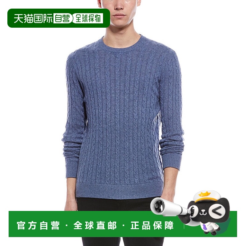 自营Raffi Cashmere Cable Crewneck Sweater - blue 美国奥莱直