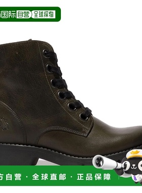 自营 Fly London女式绿色RAGI539休闲地毯皮革系带踝靴-汽油色 美