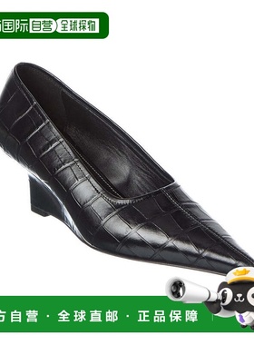 自营TOTEME Croc-Embossed Leather Pump - black 美国奥莱直发