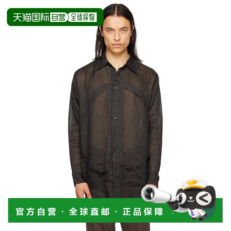 1h可退 香港直邮潮奢 Edward Cuming 男士 黑色 Lung Window 衬衫