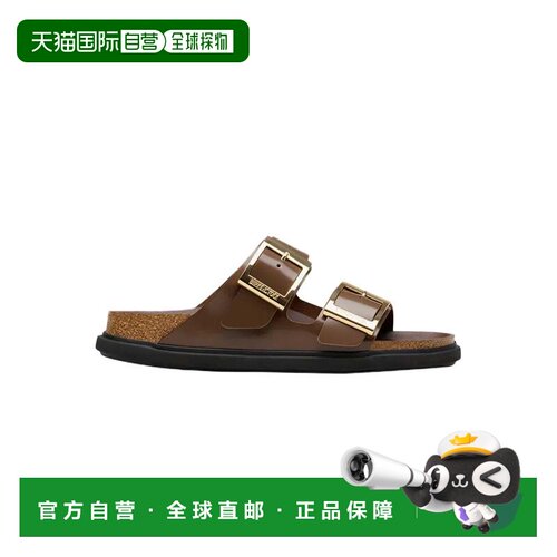 自营birkenstockBrown Sandals With Gold-Tone Buckles And Cont