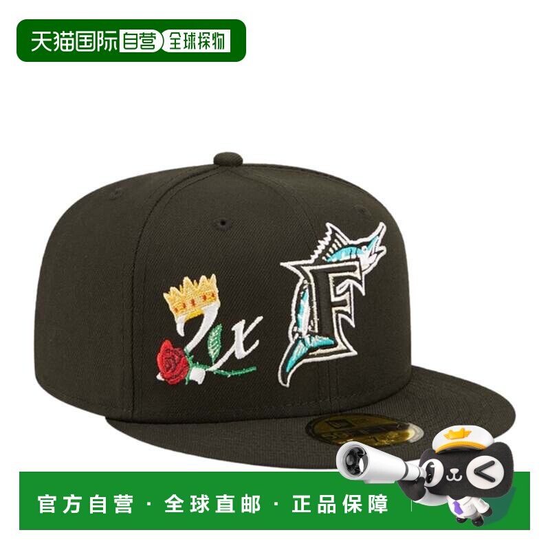自营New Era 59Fifty MLB 佛罗里达马林鱼队 2X Champs 黑色贴合