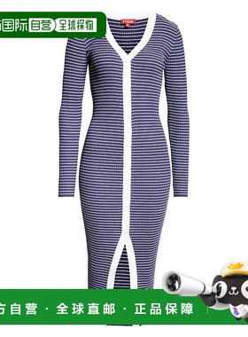 自营STAUD Women's Shoko Sweater Dress, Navy Micro Stripe - n