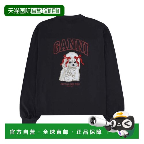 自营ganniGrey Poodle Organic Cotton T-Shirt - black 美国奥莱