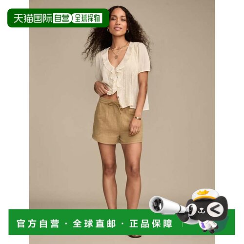自营Lucky Brand女式纱布沙滩短裤-中深绿色 美国奥莱直发