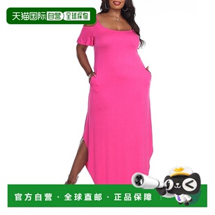 自营 white mark白色Mark Lexi Maxi连衣裙女式紫红色冷肩弧形下F