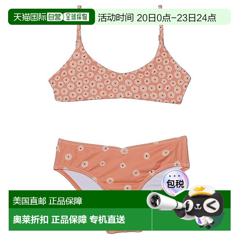 自营 Billabong比基尼上衣女孩8桃花印花弹力两件式泳衣ERK446（8