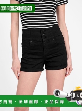 自营 guessEco Milan 高腰牛仔紧身短裤 - 黑色 美国奥莱直发